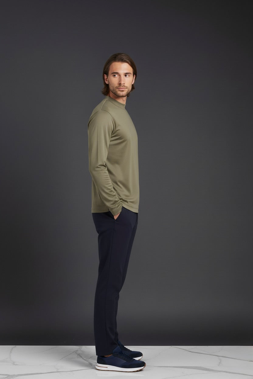 T-SHIRT ESSENTIEL OLIVE MANCHES LONGUES Selvé Paris