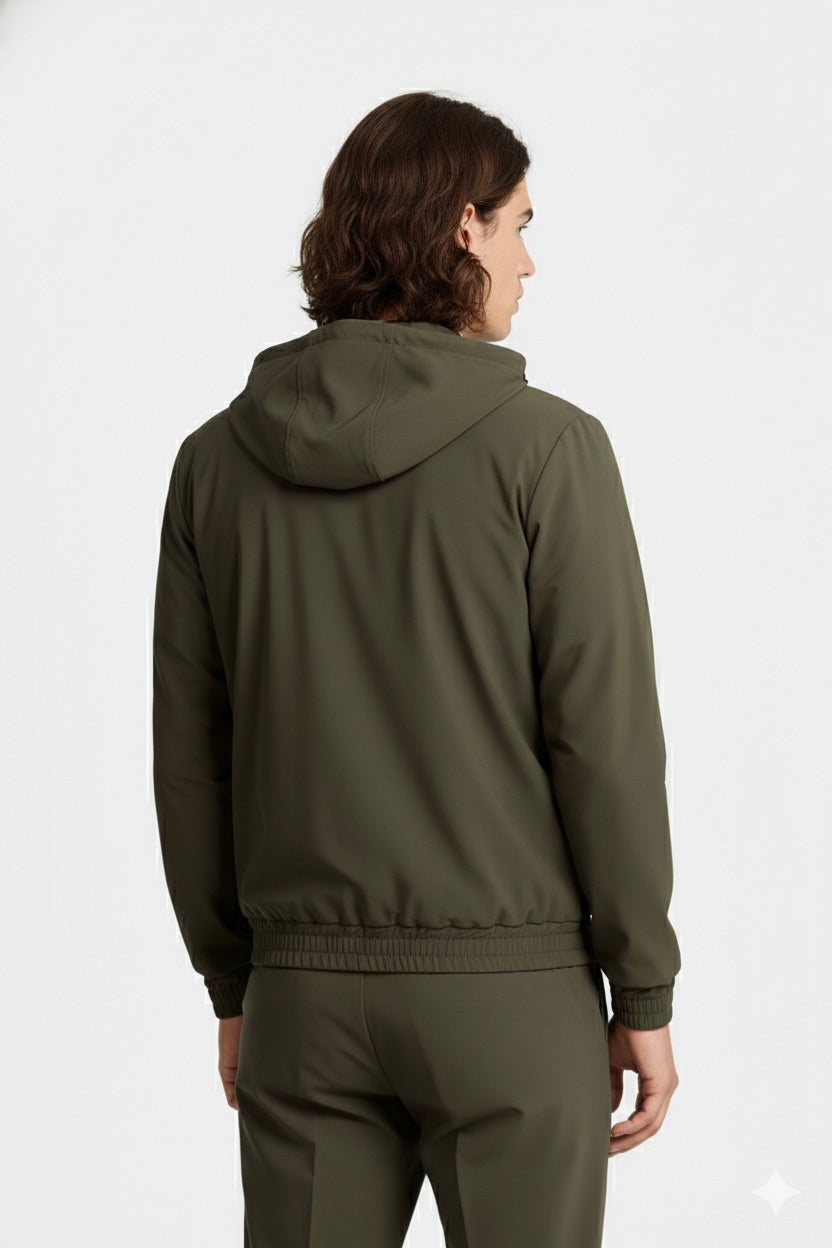 VESTE SIGNATURE À CAPUCHE VERT PROFOND Selvé Paris