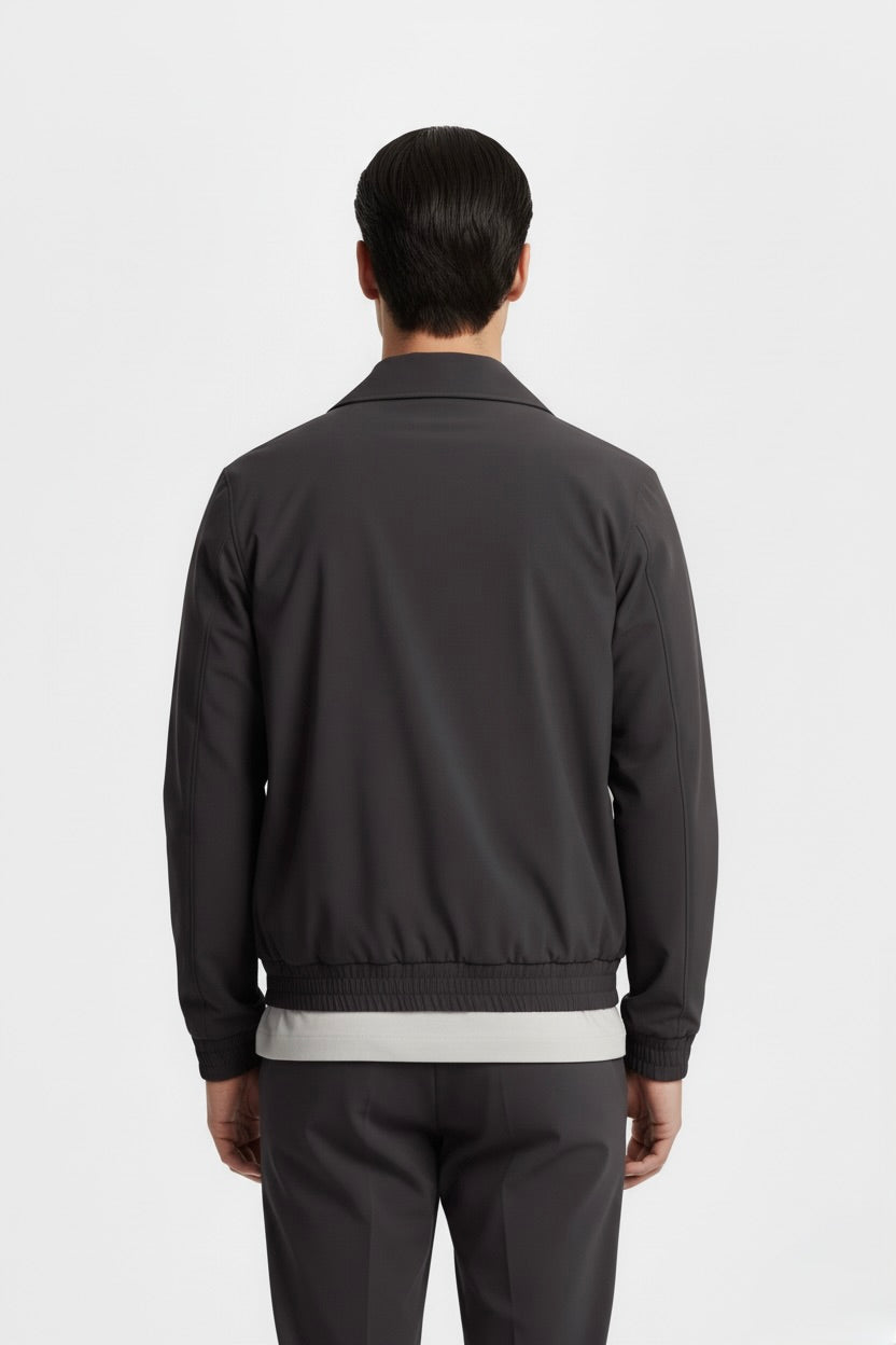 VESTE SIGNATURE À COL ZIPPÉ GRIS PROFOND Selvé Paris