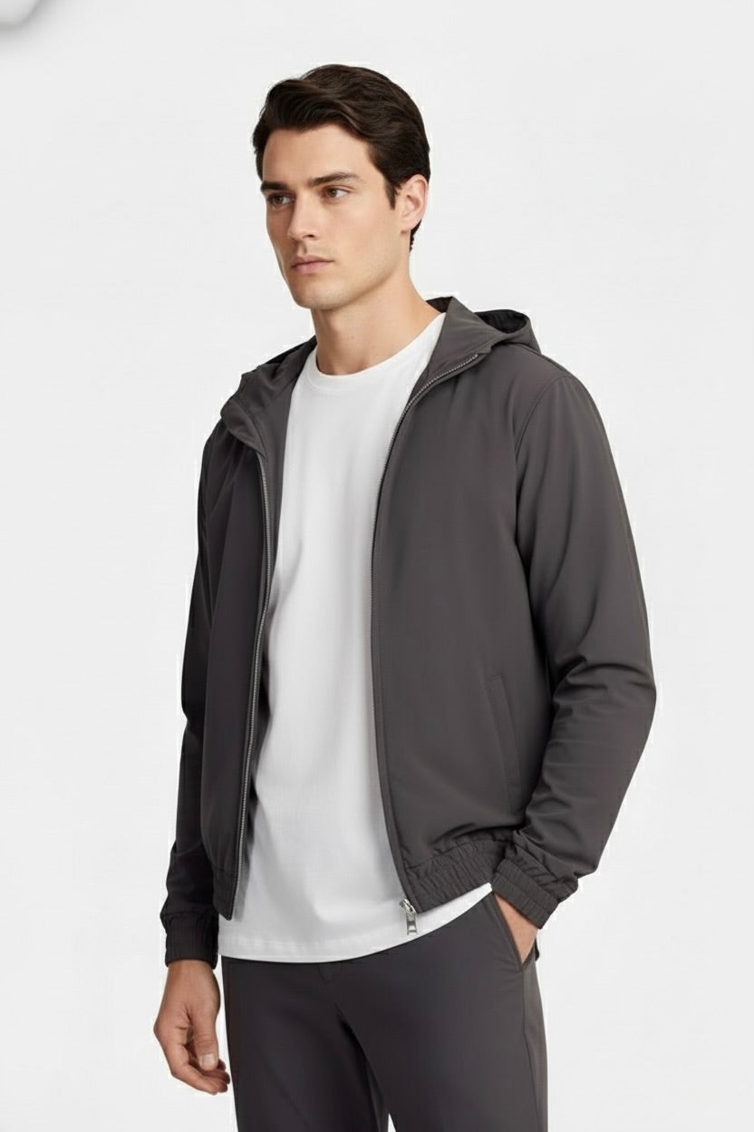 VESTE SIGNATURE À CAPUCHE GRIS PROFOND Selvé Paris