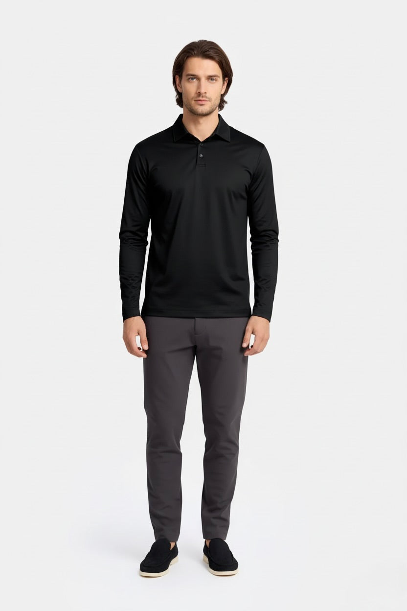 POLO ESSENTIEL MANCHES LONGUES NOIR NUIT Selvé Paris