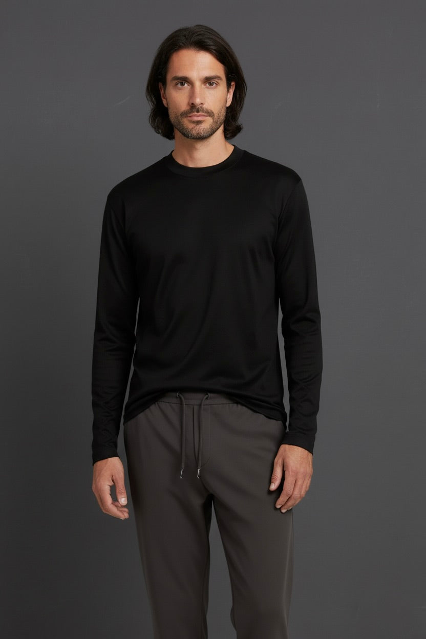 T-SHIRT ESSENTIEL NOIR MANCHES LONGUES Selvé Paris