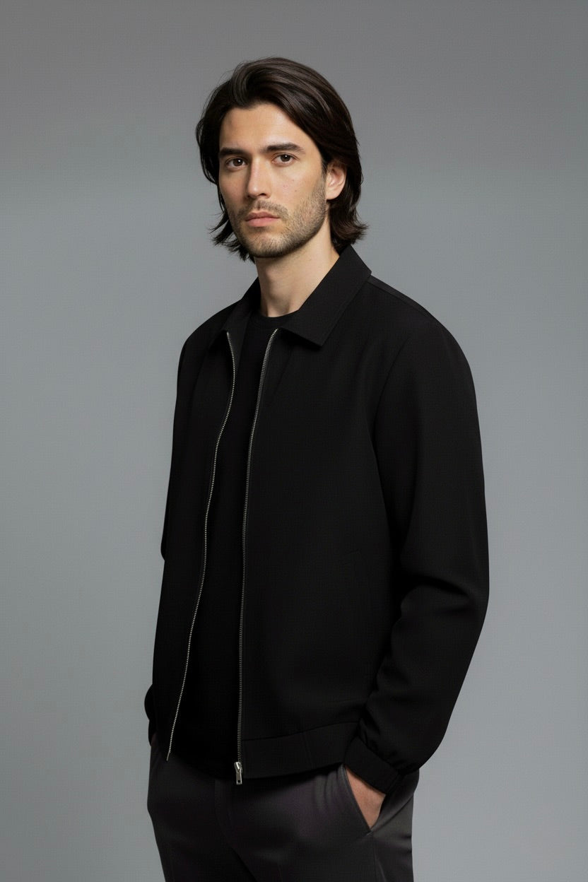 VESTE SIGNATURE À COL ZIPPÉ NOIR Selvé Paris