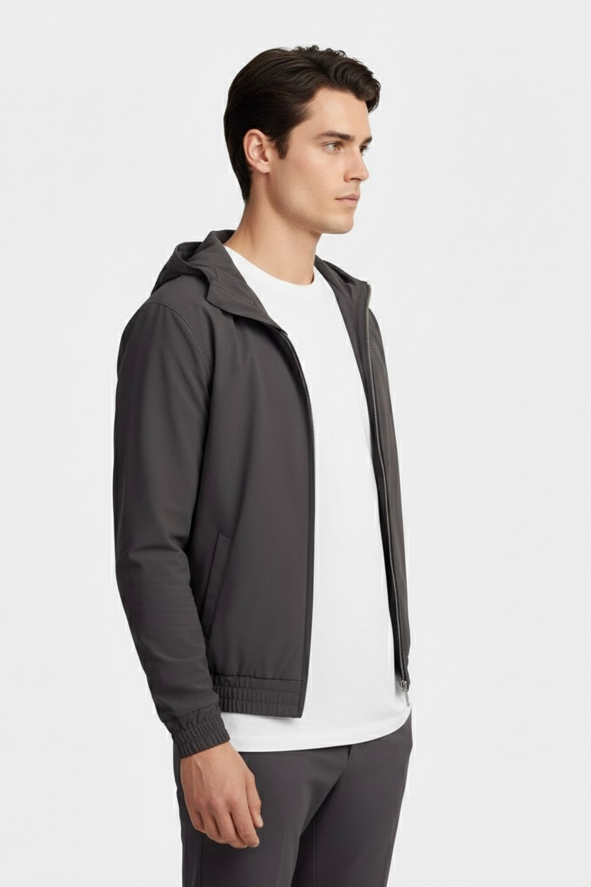 VESTE SIGNATURE À CAPUCHE GRIS PROFOND Selvé Paris