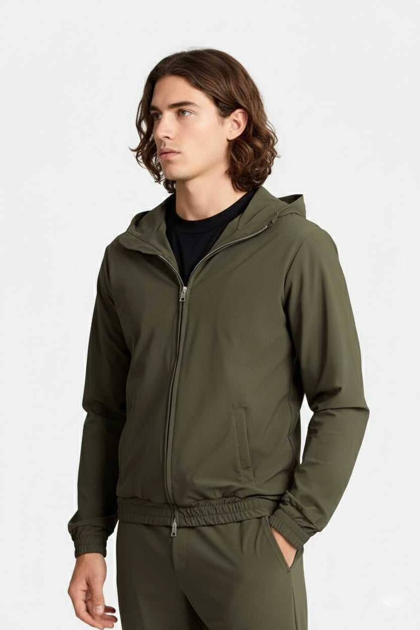 VESTE SIGNATURE À CAPUCHE VERT PROFOND Selvé Paris