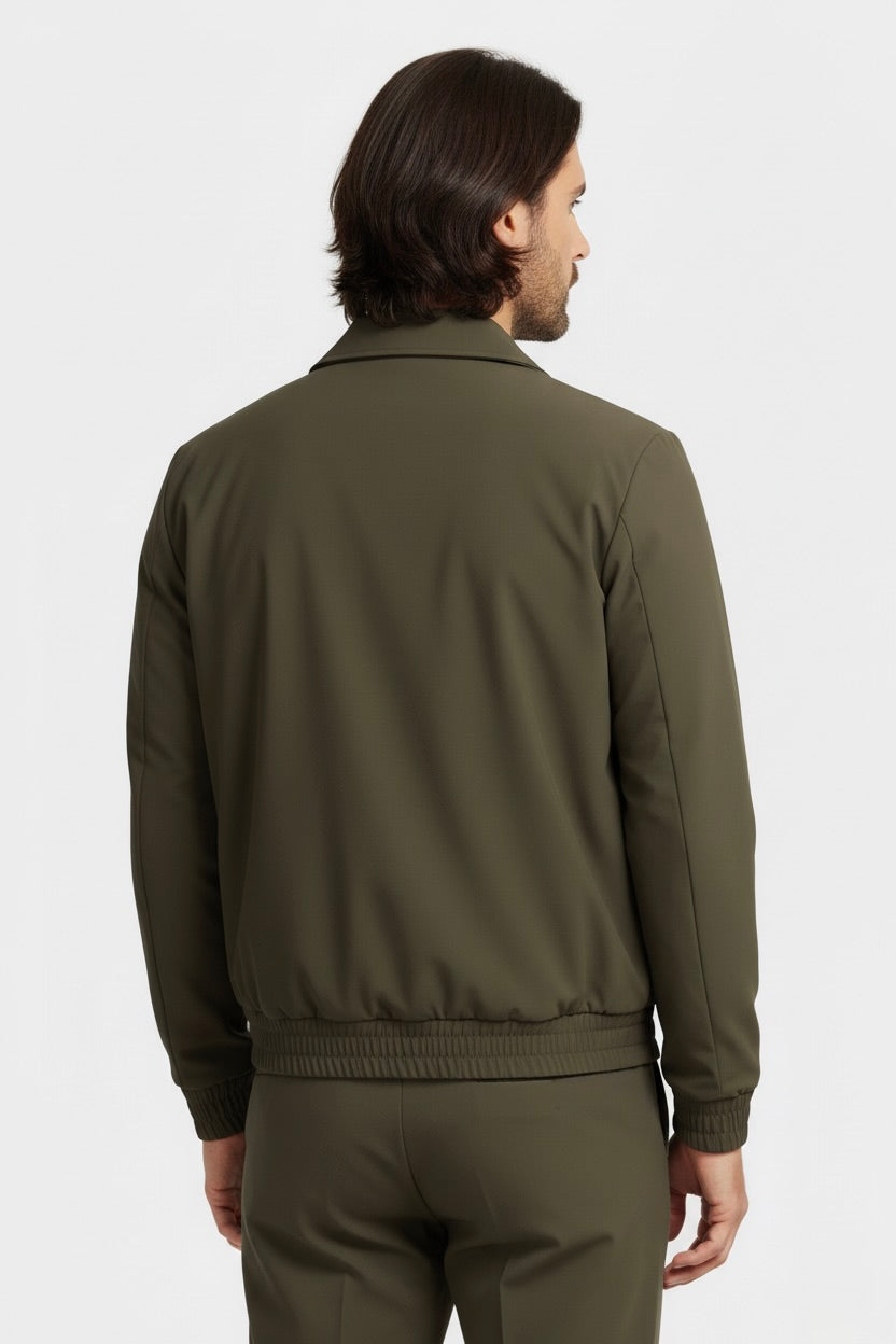 VESTE SIGNATURE À COL ZIPPÉ VERT PROFOND Selvé Paris