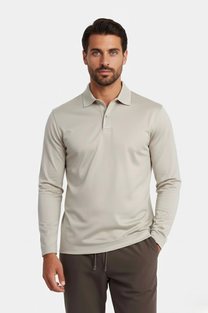 POLO ESSENTIEL MANCHES LONGUES ÉCRU SABLE Selvé Paris