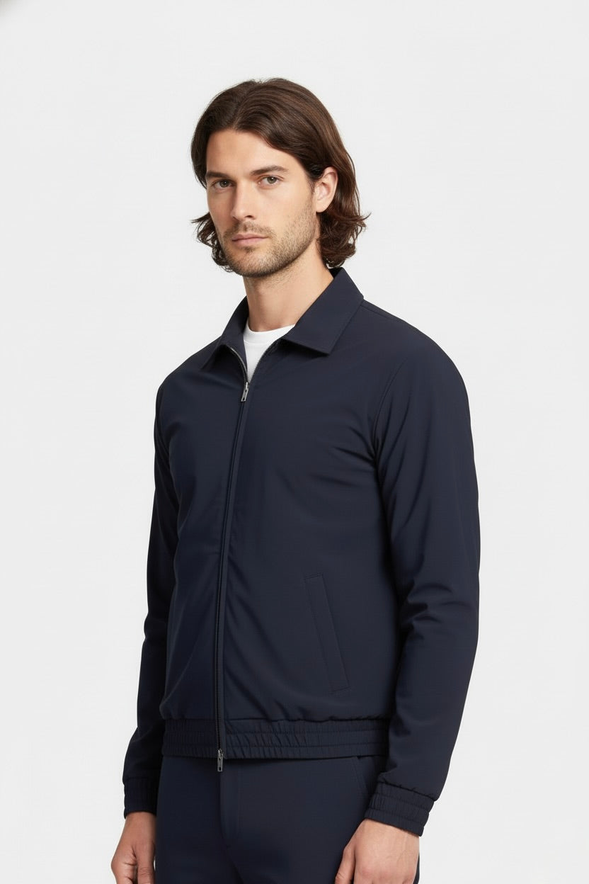 VESTE SIGNATURE À COL ZIPPÉ BLEU NUIT Selvé Paris