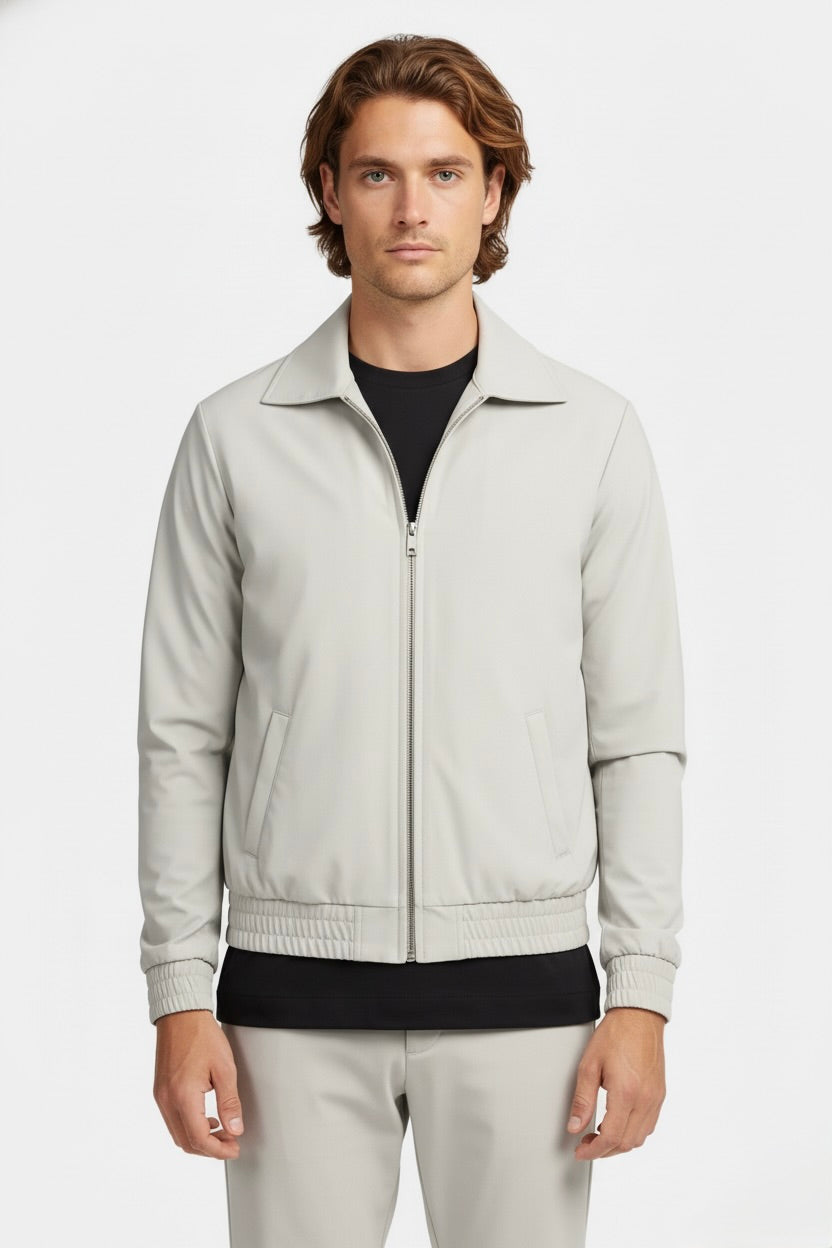 VESTE SIGNATURE À COL ZIPPÉ BEIGE IVOIRE Selvé Paris