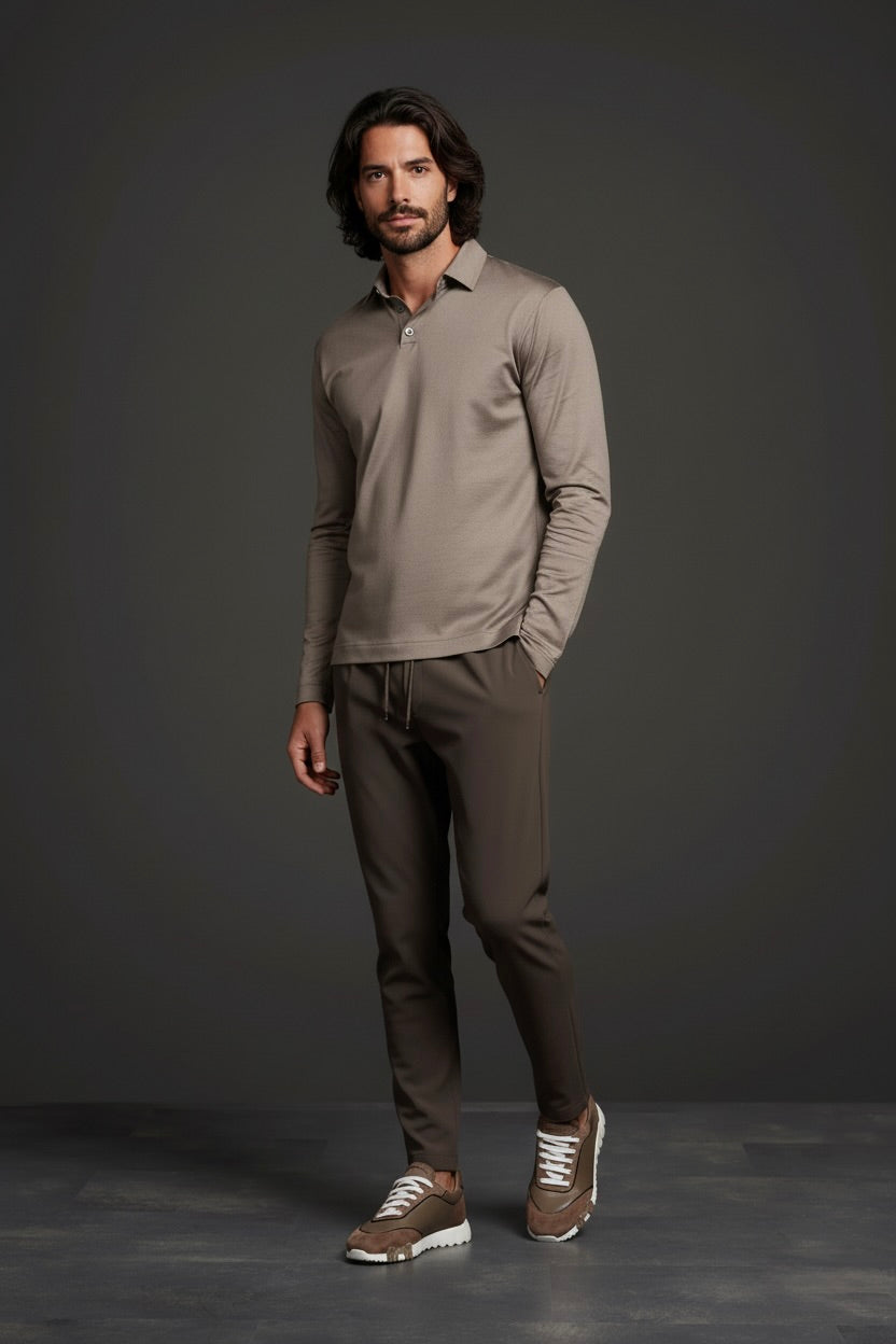 POLO ESSENTIEL MANCHES LONGUES BRUME DE SABLE Selvé Paris