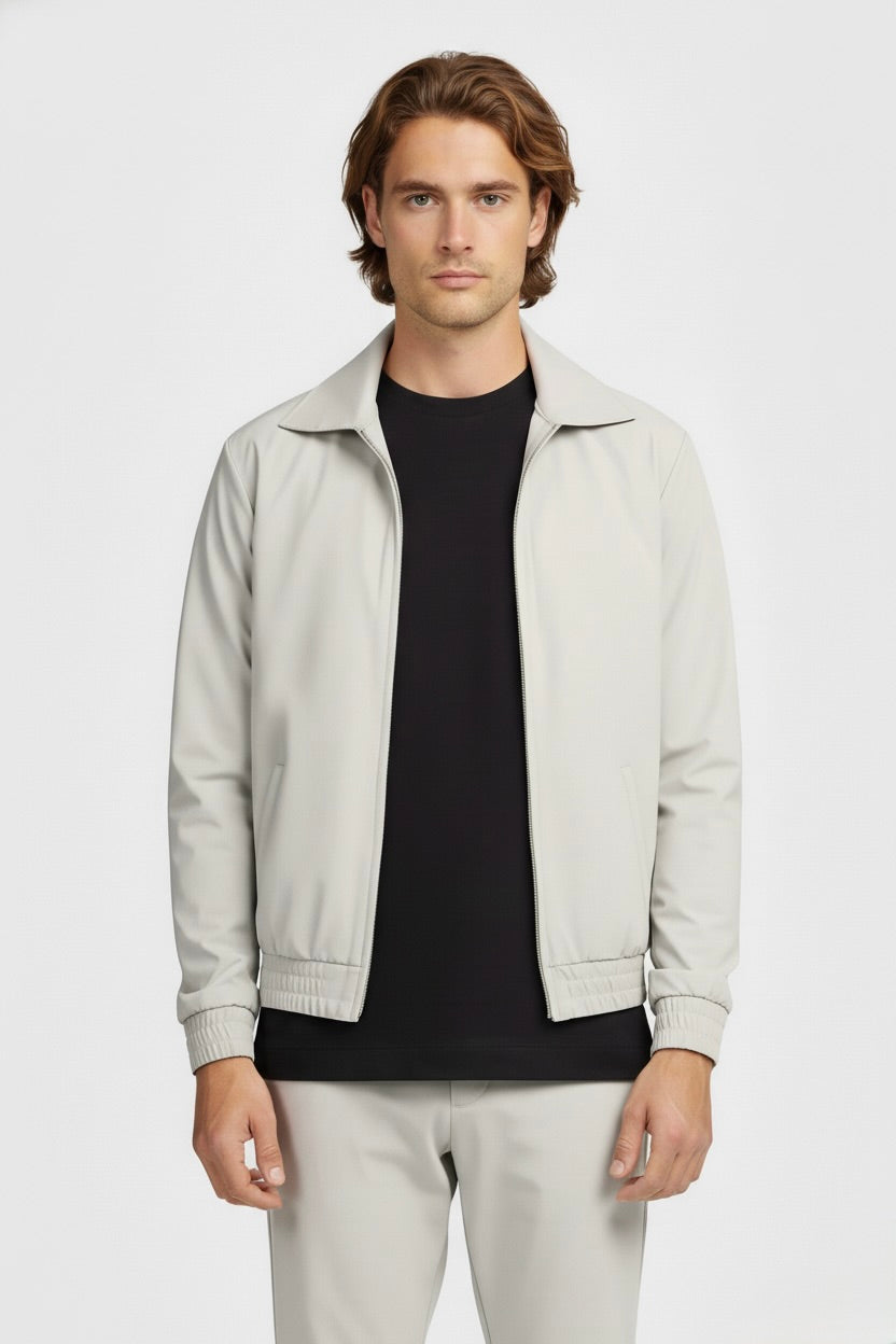 VESTE SIGNATURE À COL ZIPPÉ BEIGE IVOIRE Selvé Paris