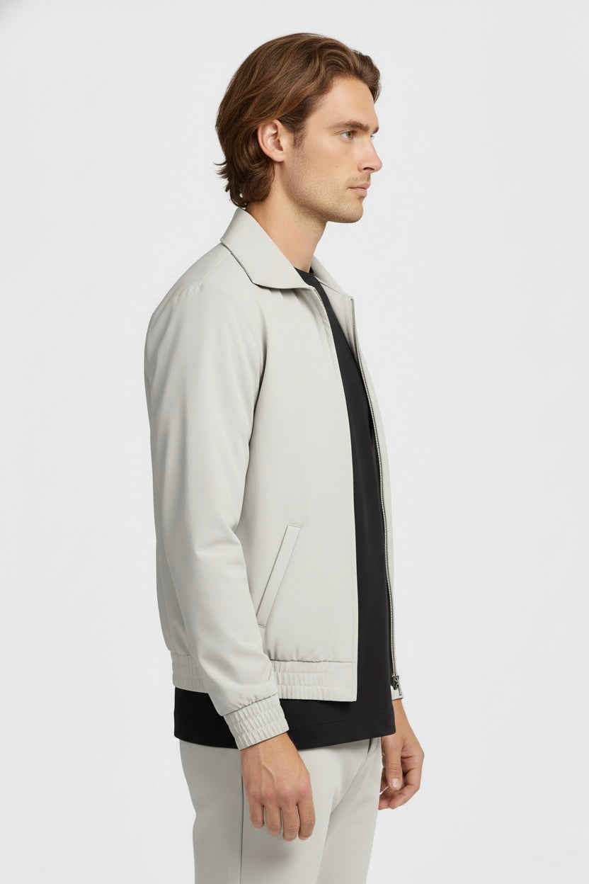 VESTE SIGNATURE À COL ZIPPÉ BEIGE IVOIRE Selvé Paris