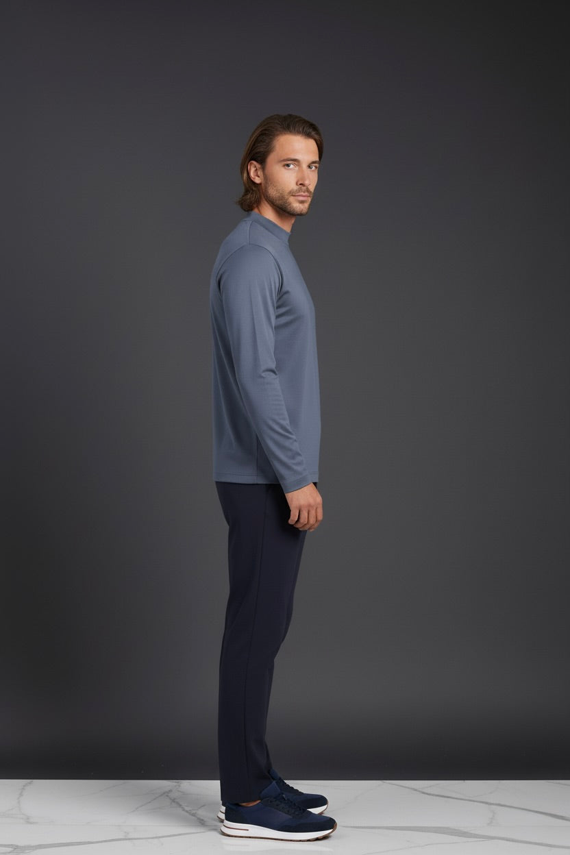 T-SHIRT ESSENTIEL BLEU MINÉRAL MANCHES LONGUES Selvé Paris