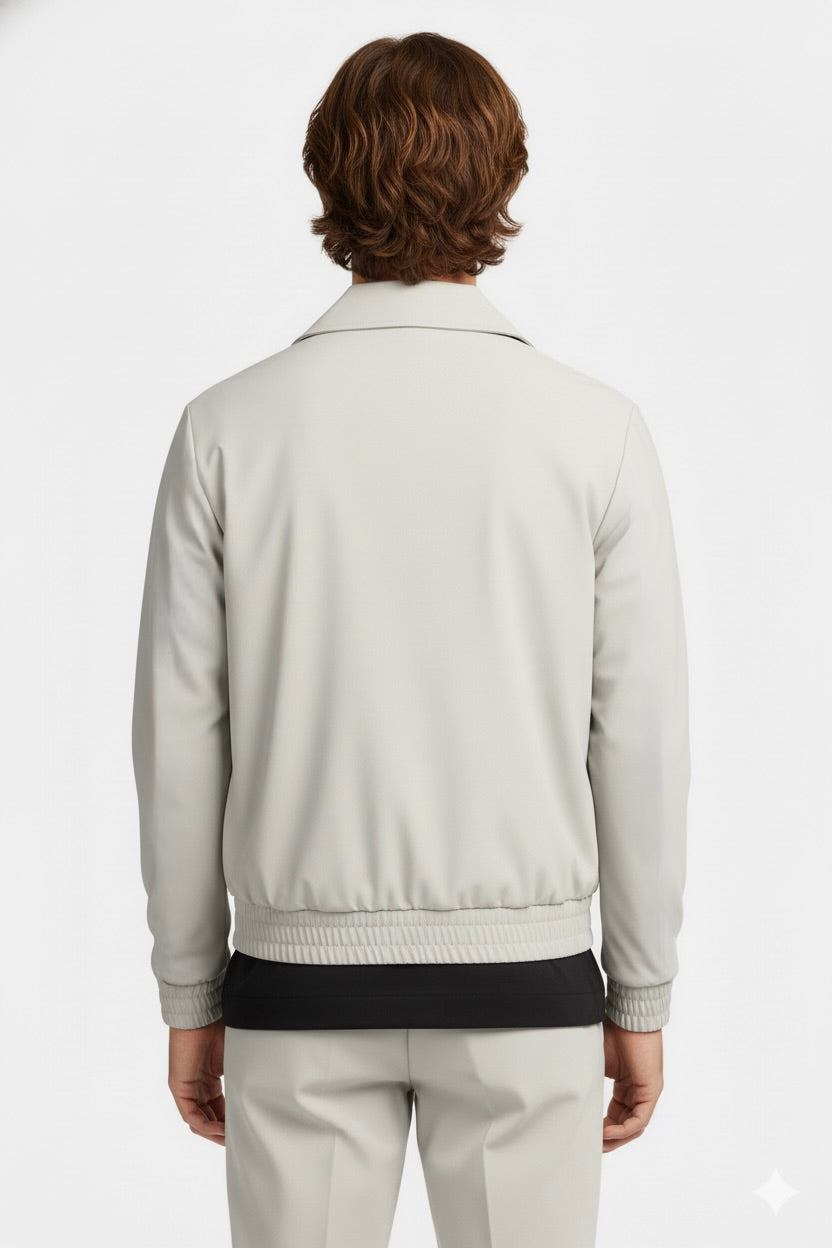 VESTE SIGNATURE À COL ZIPPÉ BEIGE IVOIRE Selvé Paris