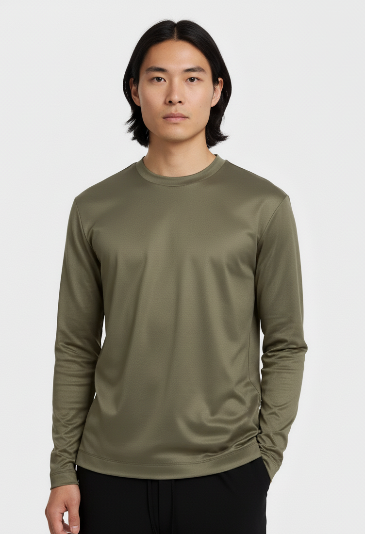 T-SHIRT ESSENTIEL OLIVE MANCHES LONGUES Selvé Paris