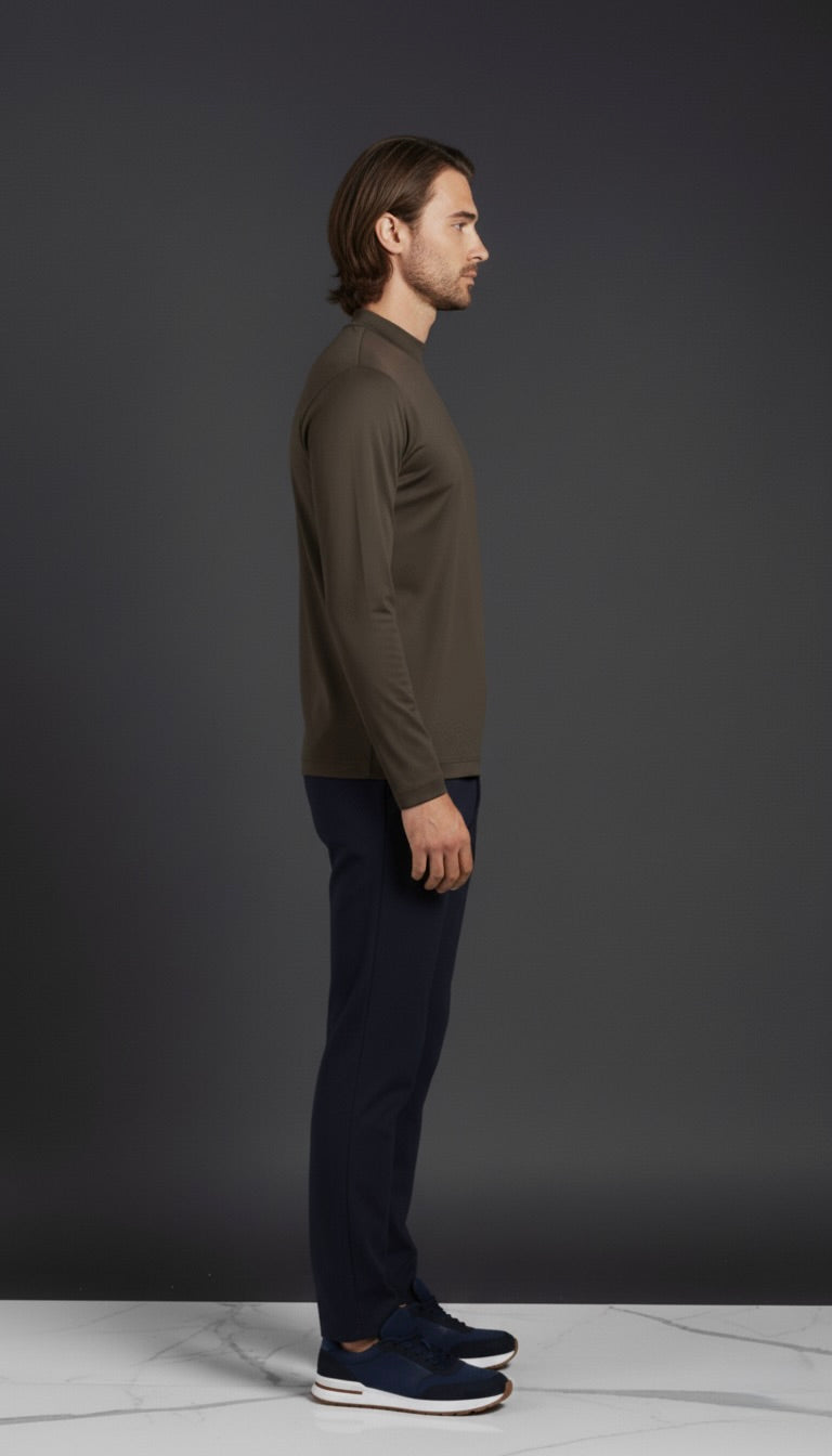 T-SHIRT ESSENTIEL MARRON FROID MANCHES LONGUES Selvé Paris