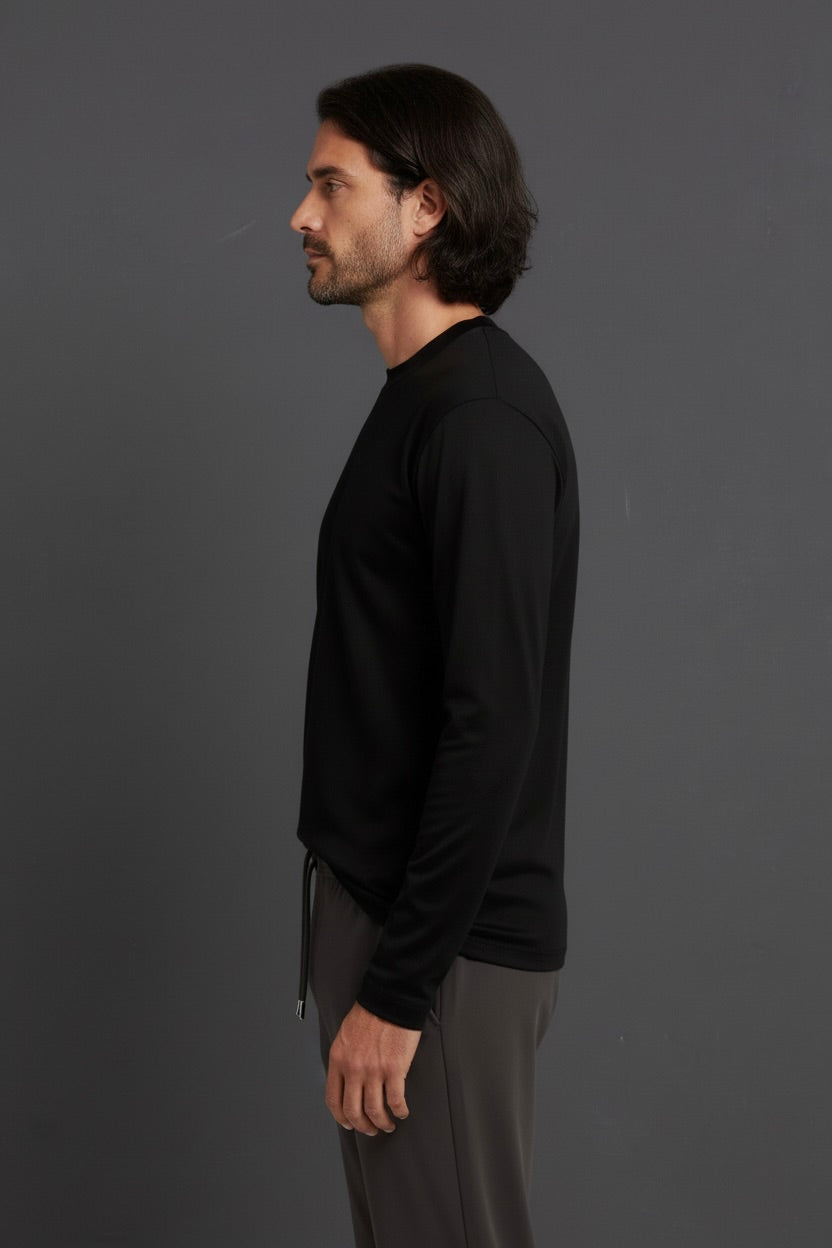 T-SHIRT ESSENTIEL NOIR MANCHES LONGUES Selvé Paris