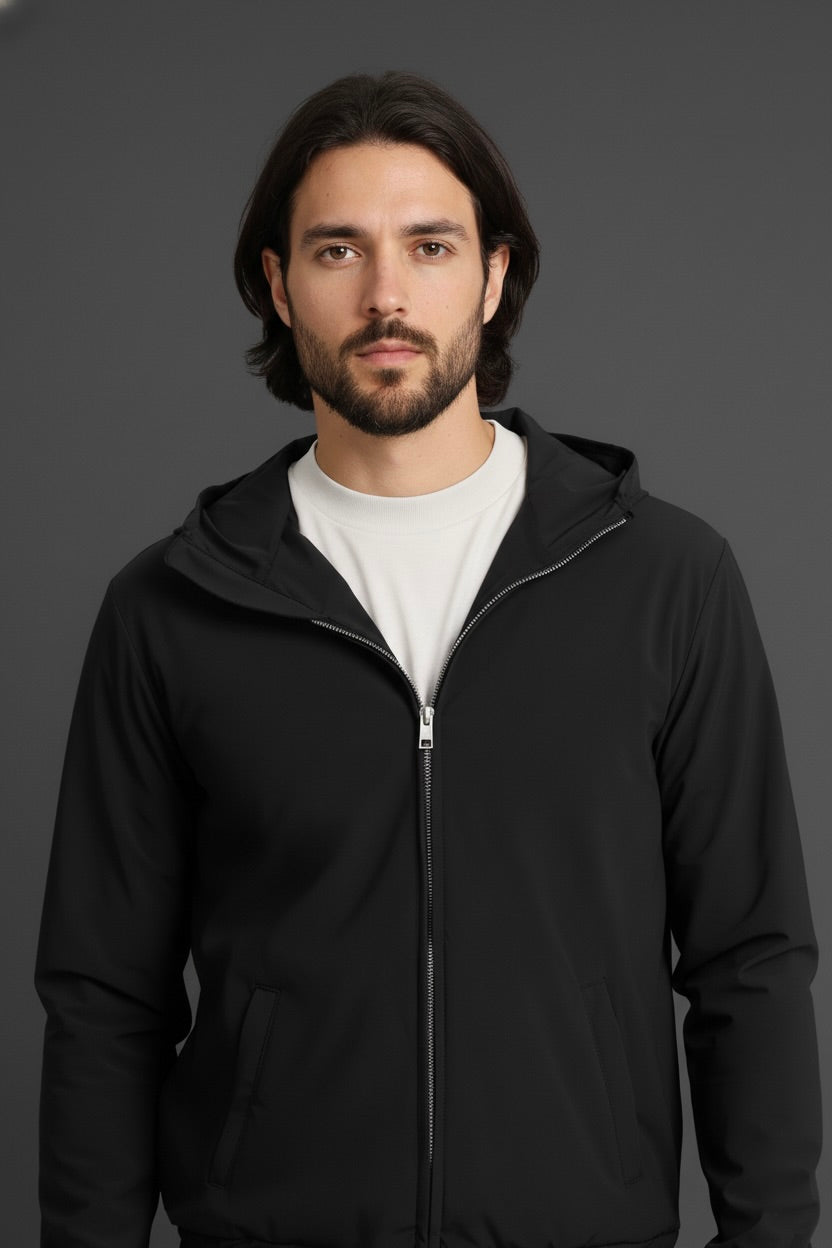 VESTE SIGNATURE À CAPUCHE NOIR Selvé Paris