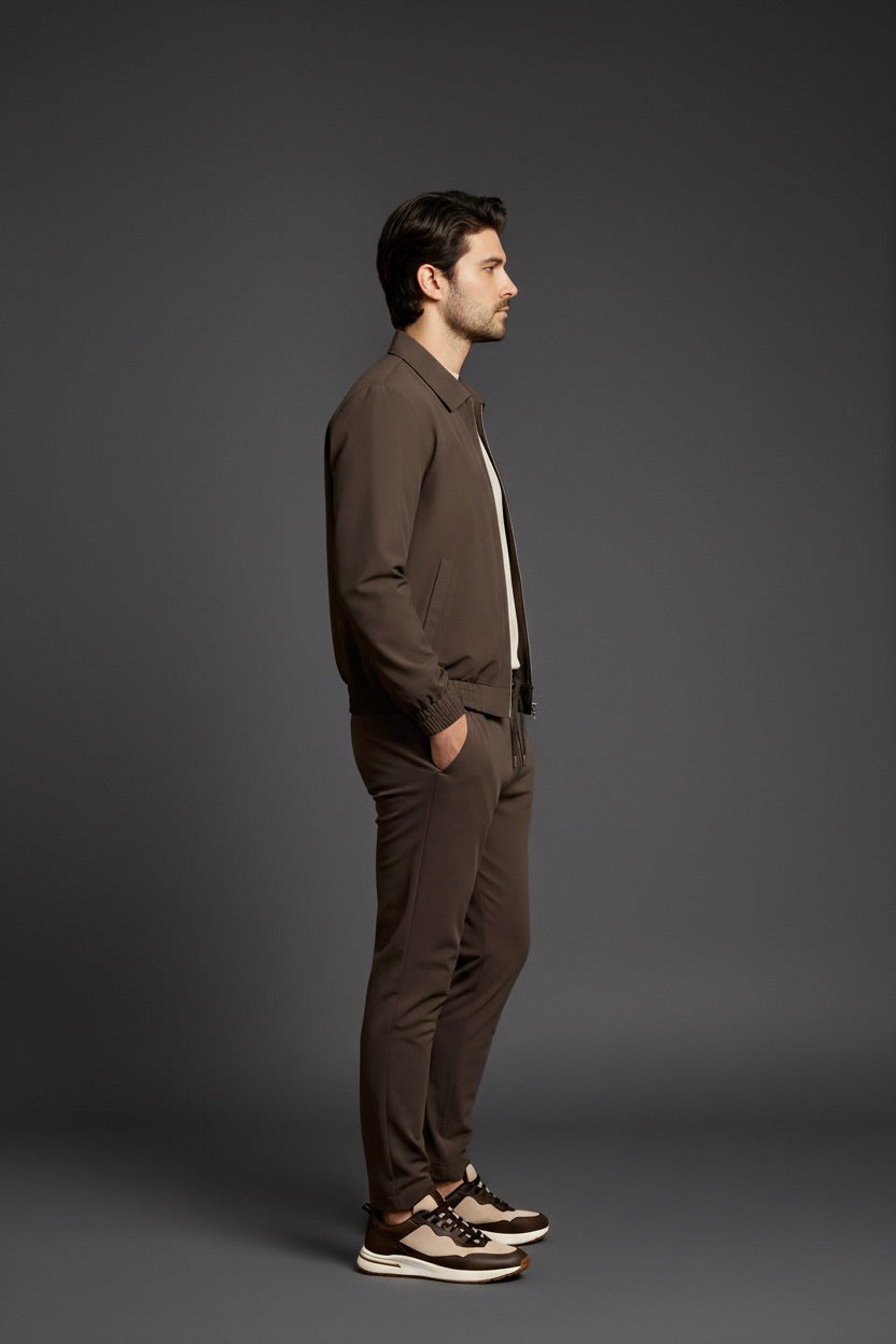 VESTE SIGNATURE À COL ZIPPÉ MARRON Selvé Paris