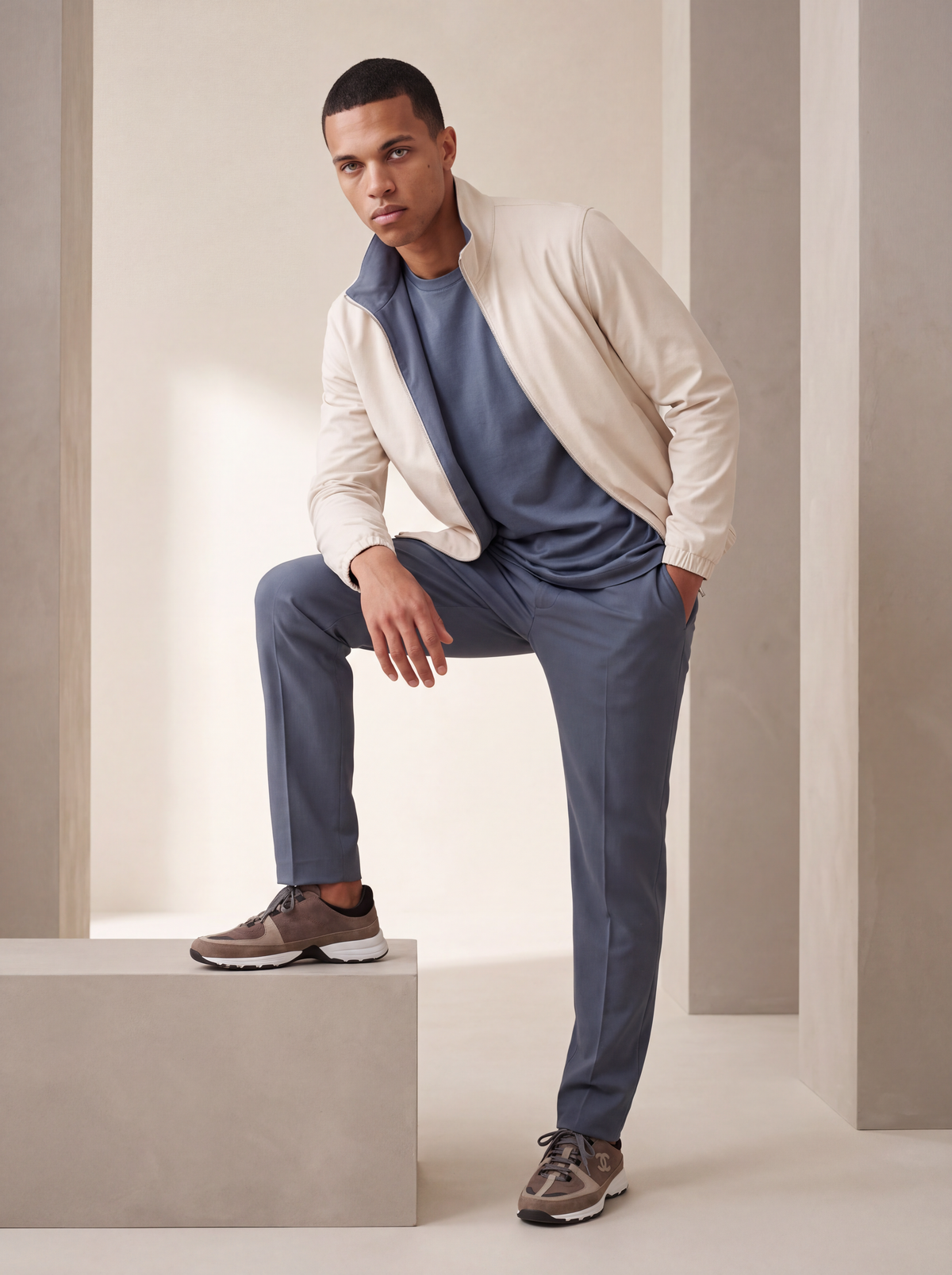 VESTE RÉVERSIBLE MINUIT DE PERLE — porté