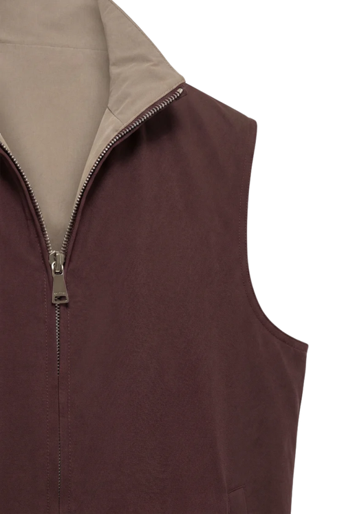 VESTE SANS MANCHE RÉVERSIBLE CAFÉ ET DÉSERT