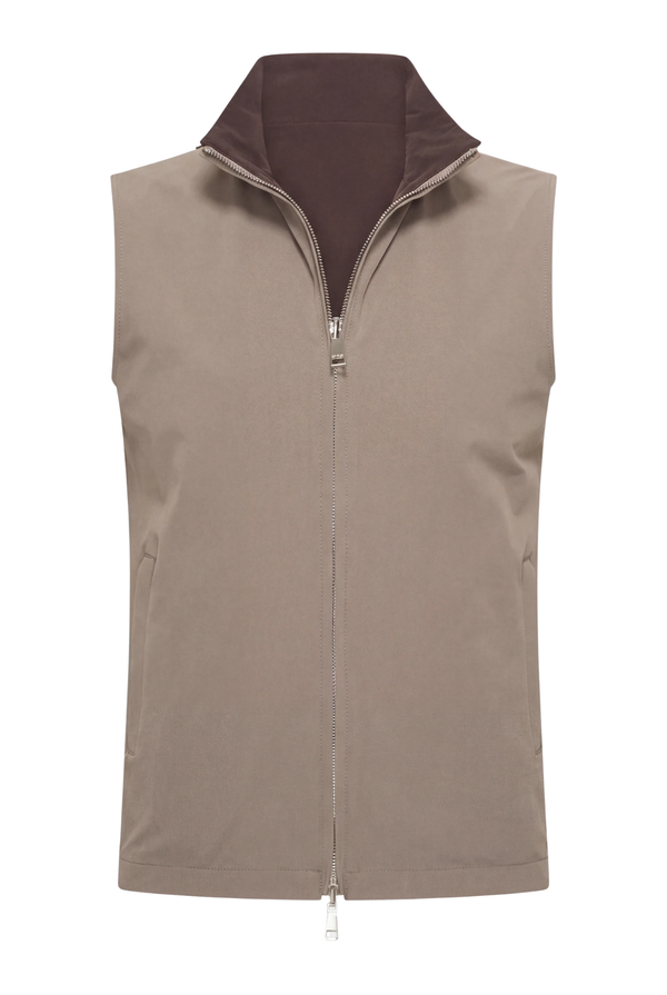 VESTE SANS MANCHE RÉVERSIBLE CAFÉ ET DÉSERT Selvé Paris