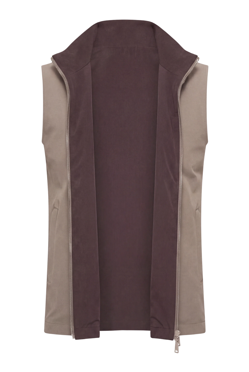VESTE SANS MANCHE RÉVERSIBLE CAFÉ ET DÉSERT