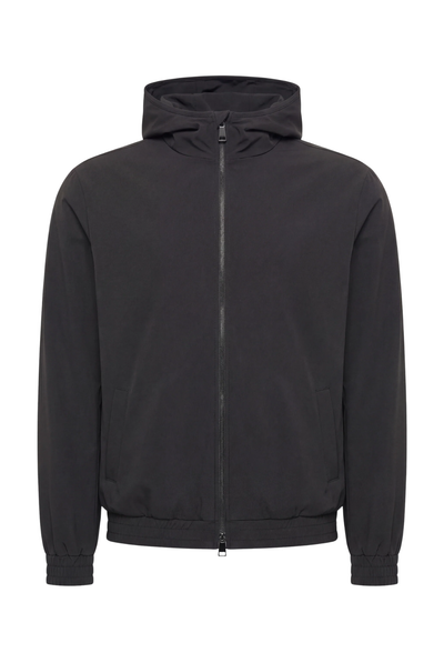 VESTE SELVÉ À CAPUCHE NOIR D'ANILINE
