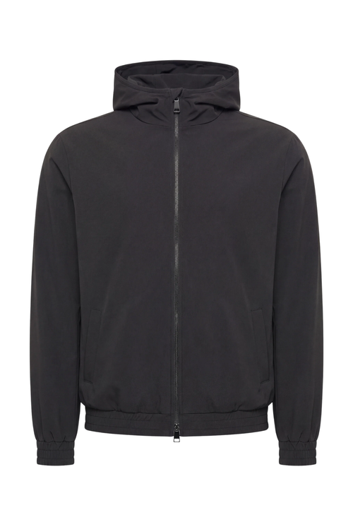 VESTE SELVÉ À CAPUCHE NOIR D'ANILINE