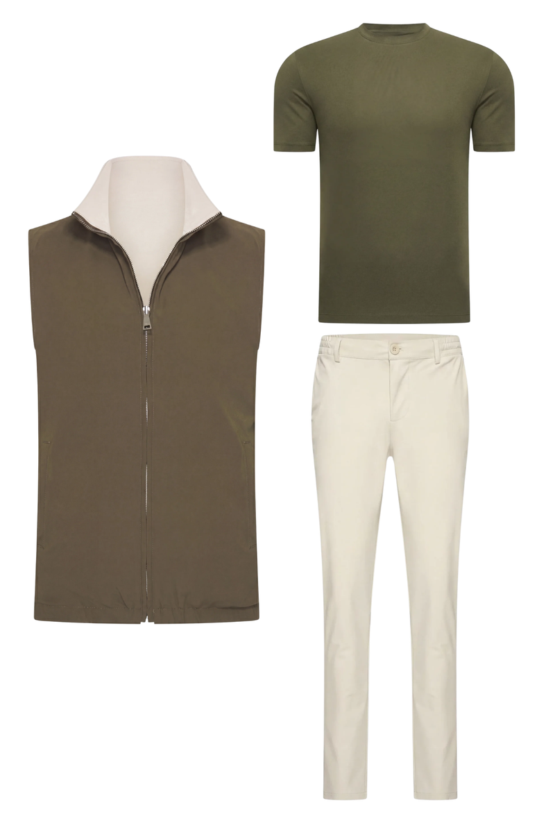 ENSEMBLE SELVÉ RÉVERSIBLE PERLE D'OLIVE (T-SHIRT)