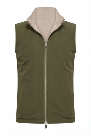 VESTE SANS MANCHE RÉVERSIBLE PERLE D'OLIVE