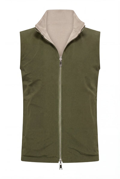 VESTE SANS MANCHE RÉVERSIBLE PERLE D'OLIVE