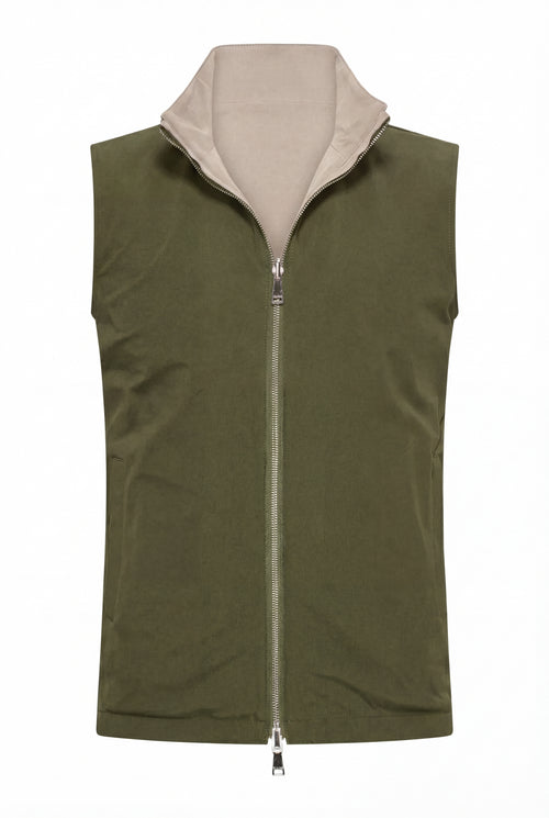 VESTE SANS MANCHE RÉVERSIBLE PERLE D'OLIVE