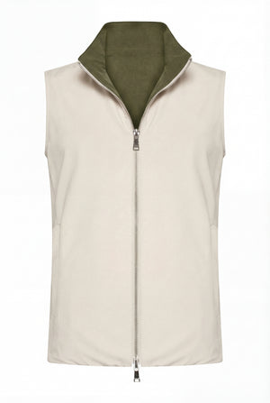 VESTE SANS MANCHE RÉVERSIBLE PERLE D'OLIVE