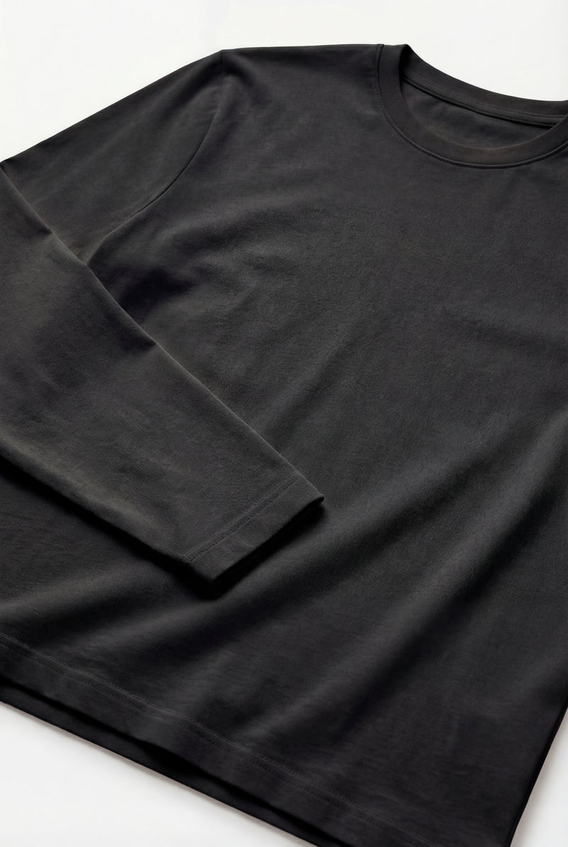 T-SHIRT À MANCHES LONGUES NOIR D'ANILINE