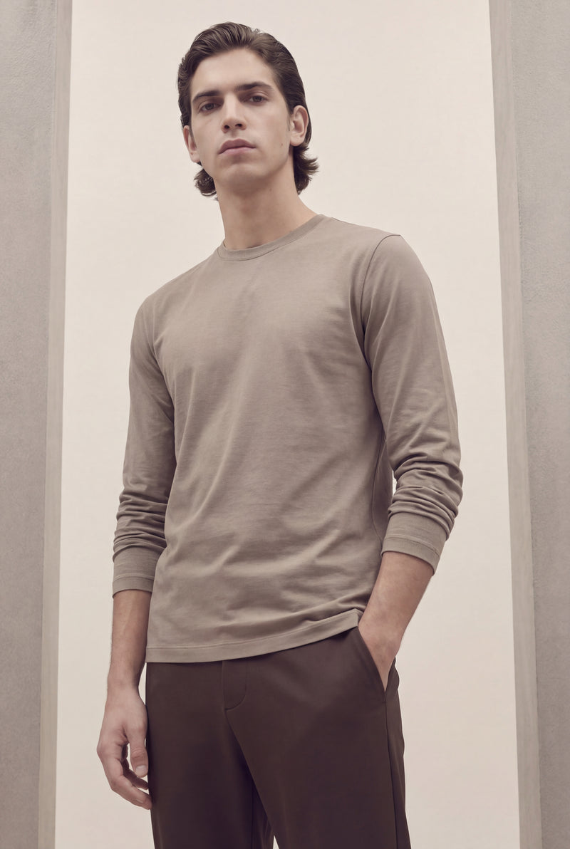 T-SHIRT À MANCHES LONGUES TAUPE DÉSERT