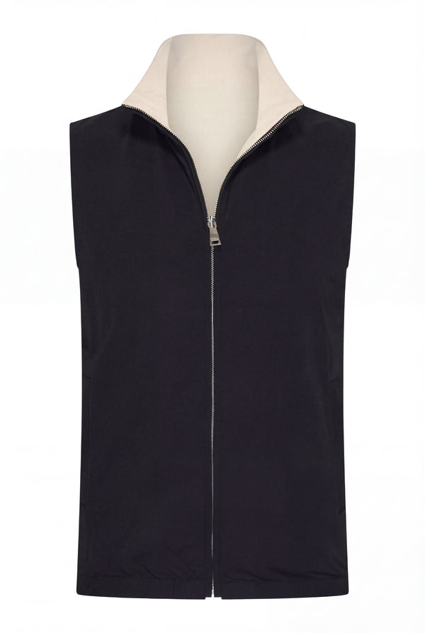 VESTE SANS MANCHE RÉVERSIBLE PERLE DE NOIR Selvé Paris