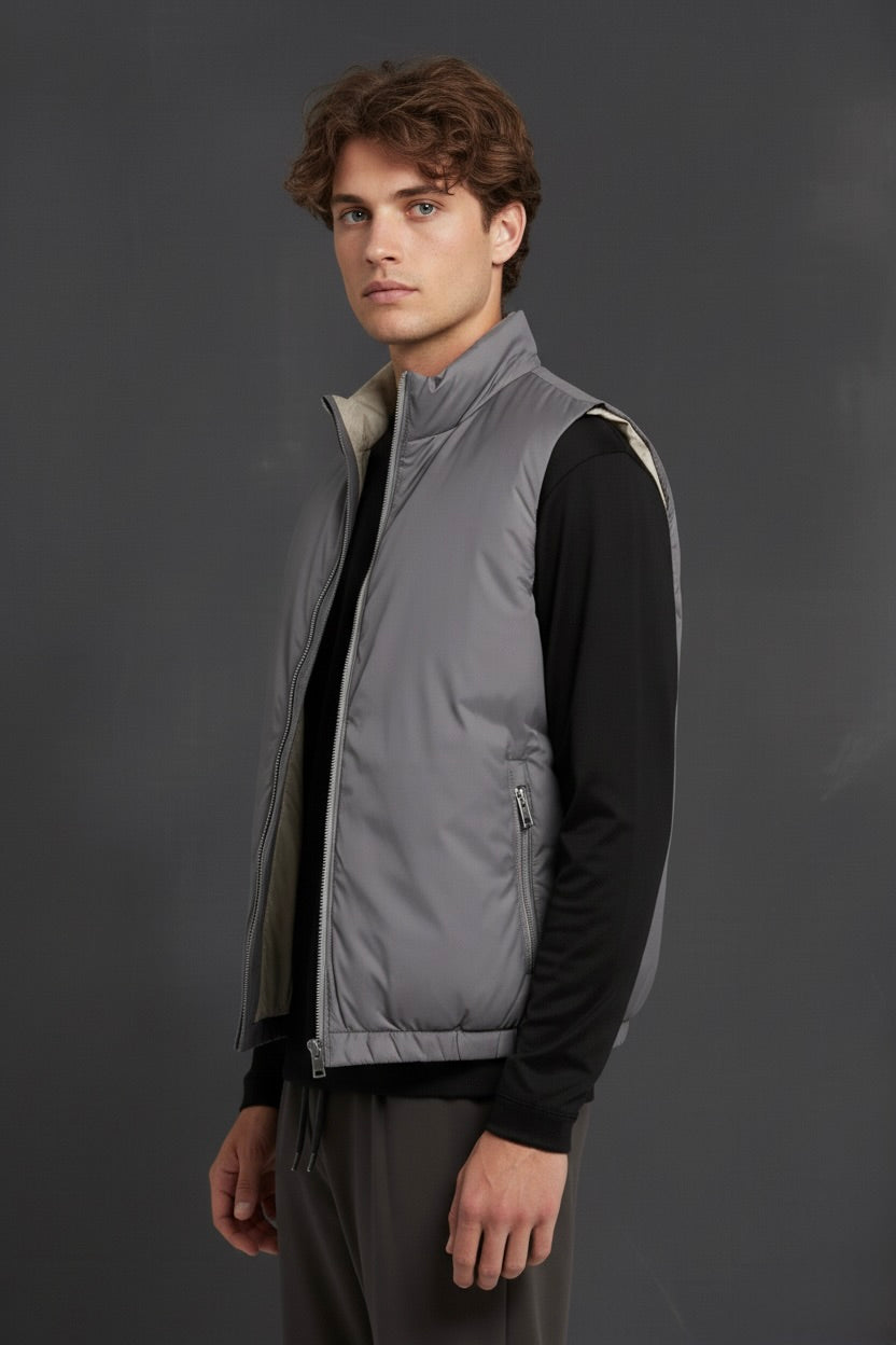 VESTE SANS MANCHE PURE GRIS CENDRÉ Selvé Paris