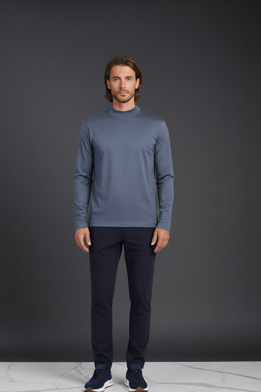 T-SHIRT ESSENTIEL BLEU MINÉRAL MANCHES LONGUES Selvé Paris