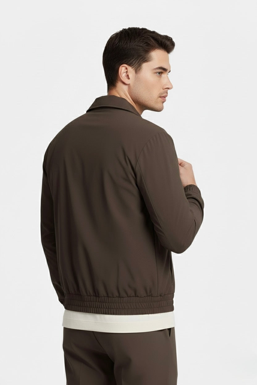 VESTE SIGNATURE À COL ZIPPÉ MARRON Selvé Paris