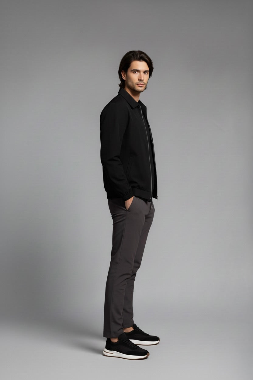 VESTE SIGNATURE À COL ZIPPÉ NOIR Selvé Paris