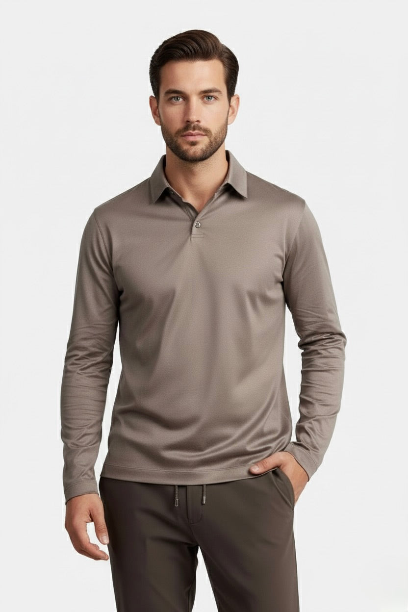 POLO ESSENTIEL MANCHES LONGUES BRUME DE SABLE Selvé Paris