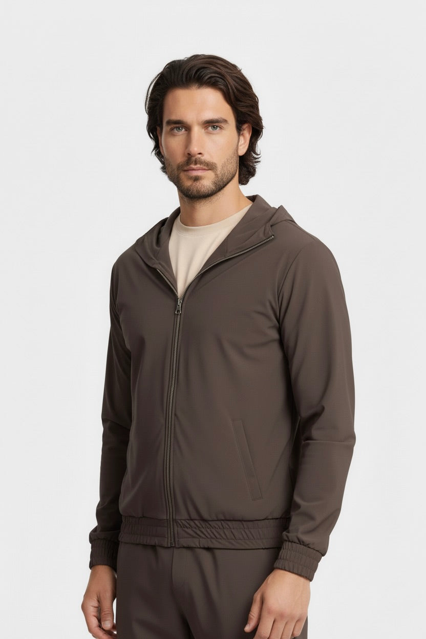 VESTE SIGNATURE À CAPUCHE MARRON Selvé Paris