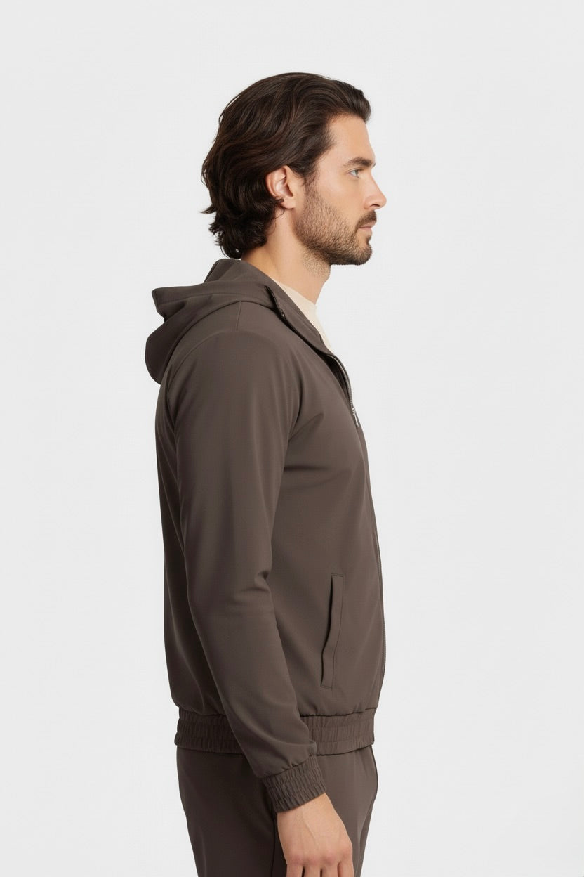 VESTE SIGNATURE À CAPUCHE MARRON Selvé Paris