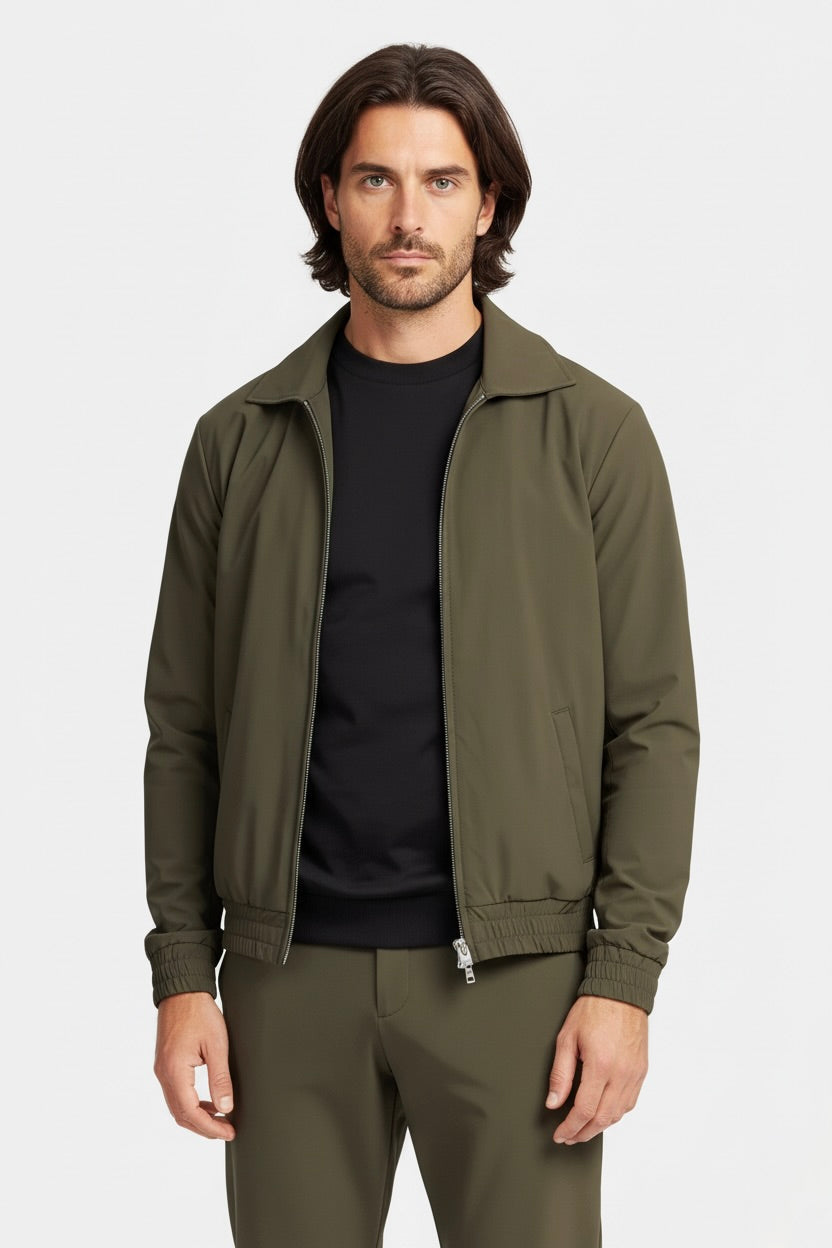 VESTE SIGNATURE À COL ZIPPÉ VERT PROFOND Selvé Paris
