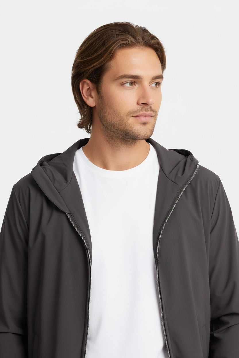 VESTE SIGNATURE À CAPUCHE GRIS PROFOND Selvé Paris