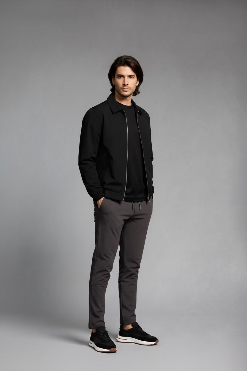 VESTE SIGNATURE À COL ZIPPÉ NOIR Selvé Paris