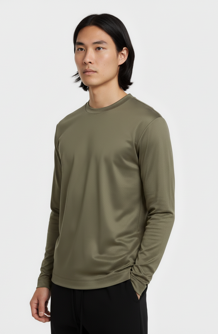 T-SHIRT ESSENTIEL OLIVE MANCHES LONGUES Selvé Paris