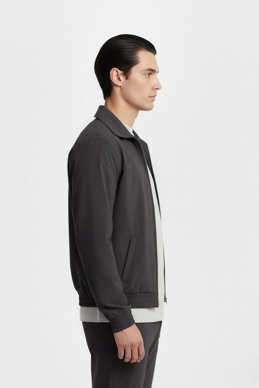 VESTE SIGNATURE À COL ZIPPÉ GRIS PROFOND Selvé Paris