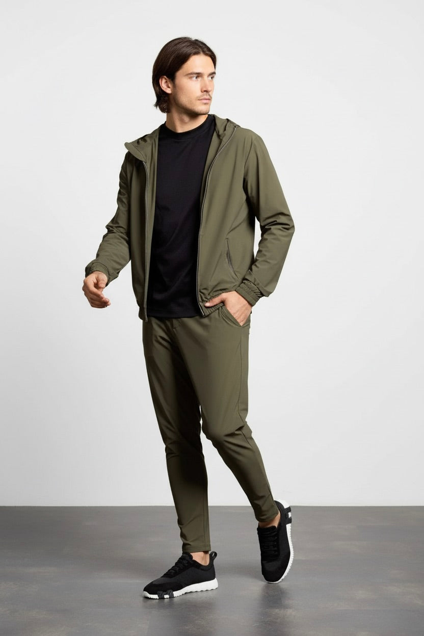 VESTE SIGNATURE À CAPUCHE VERT PROFOND Selvé Paris